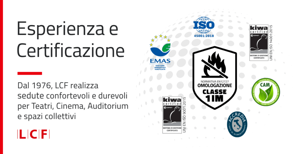 Certificazioni LCF: ISO, CAM, EMAS, Classe 1 IM ACCREDIA, ecc.